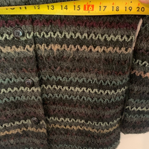 First Option Multicolor Zigzag Knit Sz L Long Sleeve Jacket Cardigan USA 91A261 - Picture 10 of 12